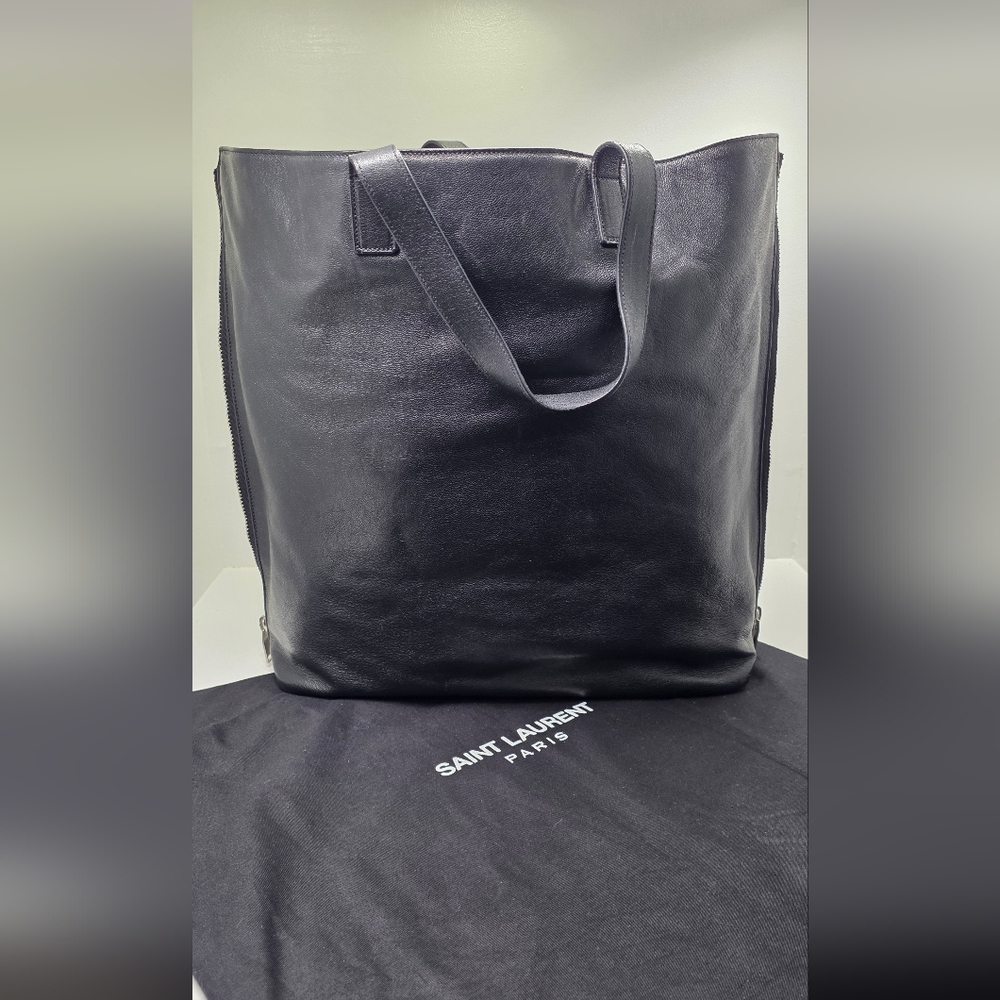 Saint Laurent Black Leather Tote Bag